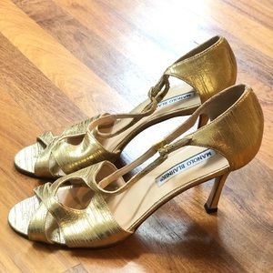 Manolo Blahnik Gold Heels